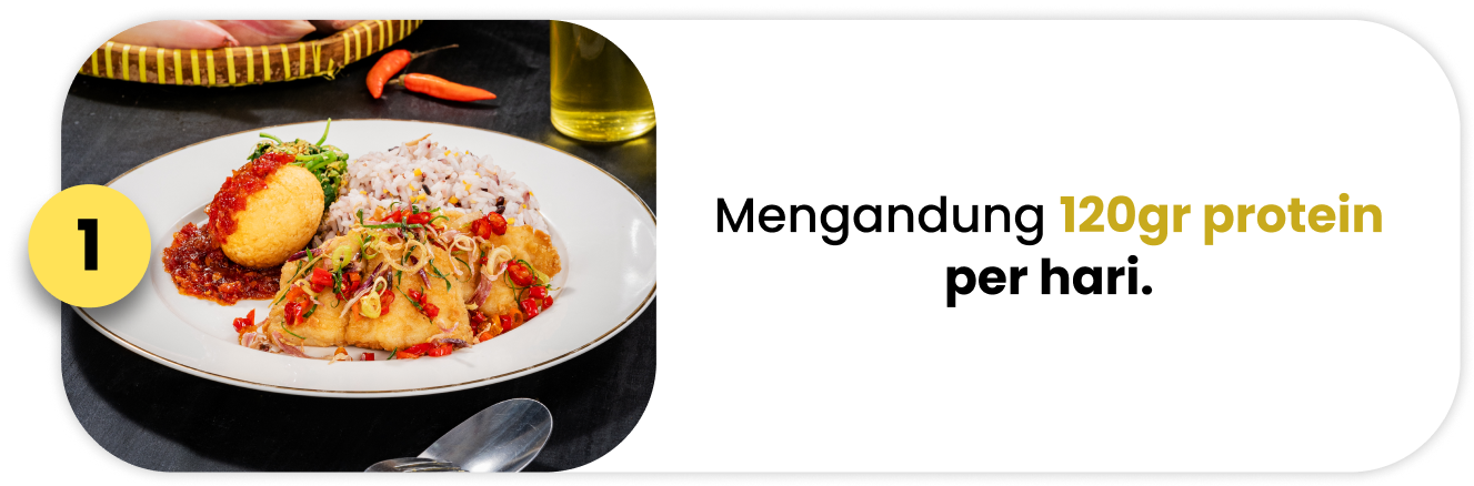Mengandung 120gr protein per hari.
